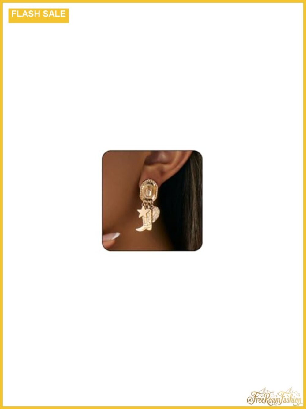 Gold Silver Cowboy Hat Boot Drop Dangle Earrings Western Country Concert